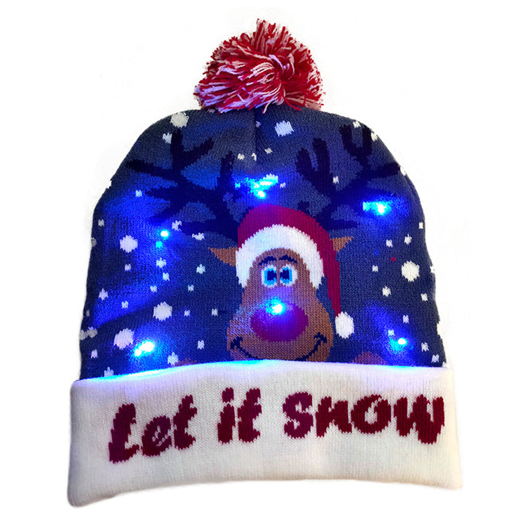 LED Christmas Hat Sweater Knitted Beanie Christmas Light Up Knitted Hat Christmas Gift Adult Kids Xmas New Year Decorations