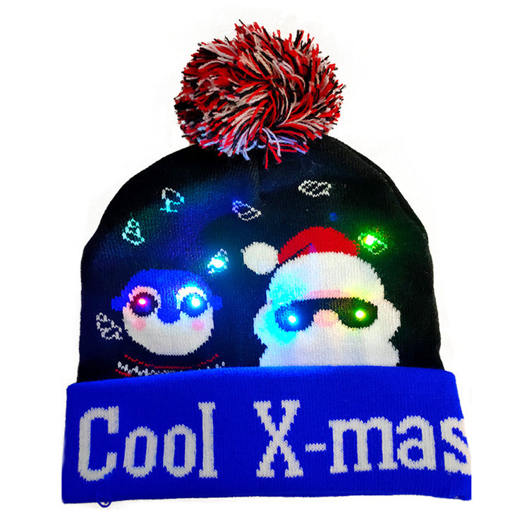 LED Christmas Hat Sweater Knitted Beanie Christmas Light Up Knitted Hat Christmas Gift Adult Kids Xmas New Year Decorations