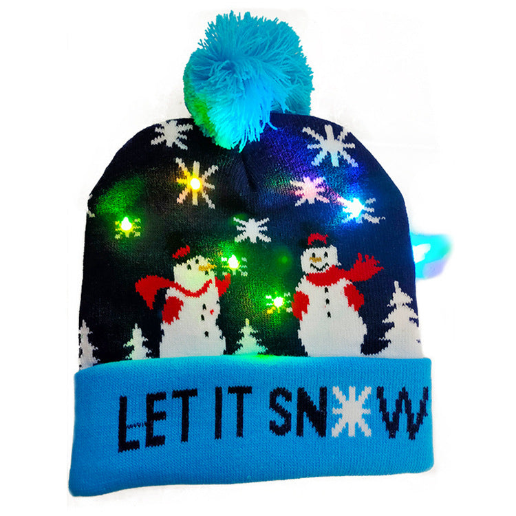 LED Christmas Hat Sweater Knitted Beanie Christmas Light Up Knitted Hat Christmas Gift Adult Kids Xmas New Year Decorations